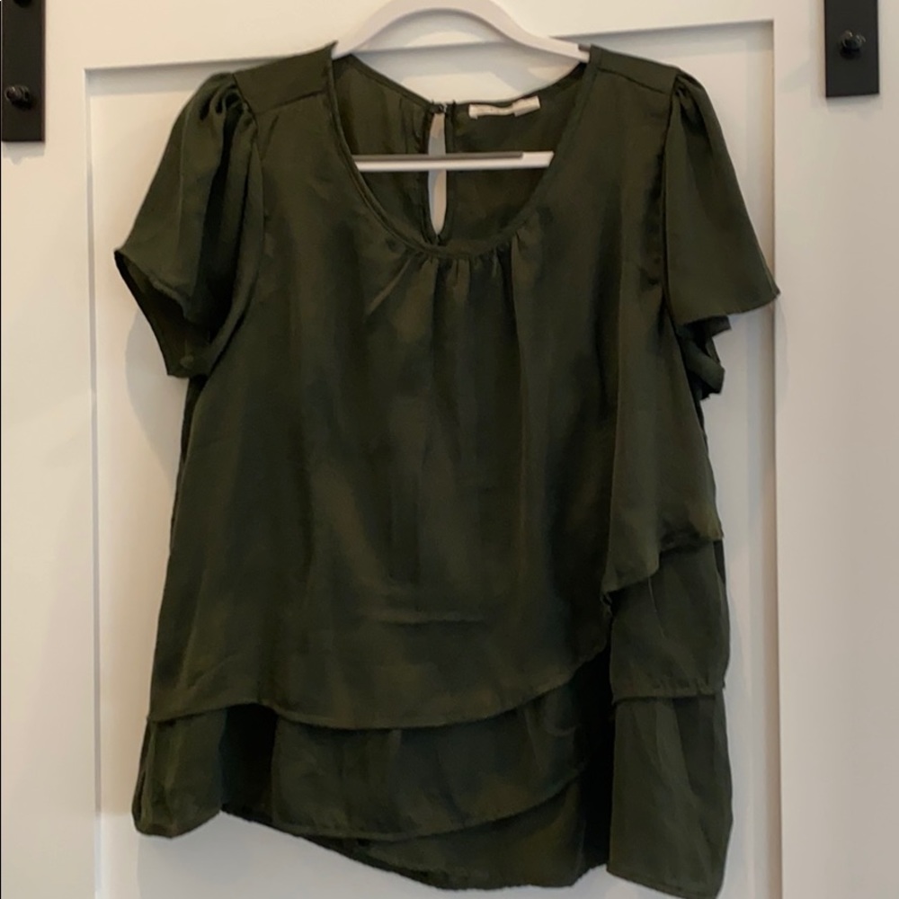 Olive green layered blouse